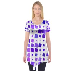 Square Purple Angular Sizes Short Sleeve Tunic 