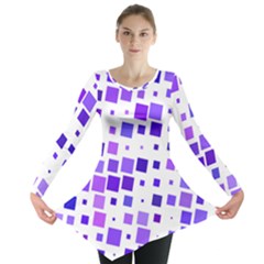 Square Purple Angular Sizes Long Sleeve Tunic 