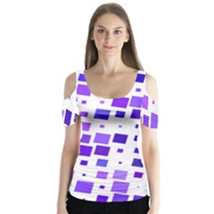 Square Purple Angular Sizes Butterfly Sleeve Cutout Tee 