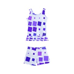 Square Purple Angular Sizes Kids  Boyleg Swimsuit