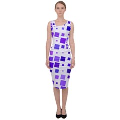 Square Purple Angular Sizes Sleeveless Pencil Dress