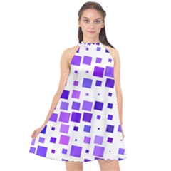 Square Purple Angular Sizes Halter Neckline Chiffon Dress  by HermanTelo