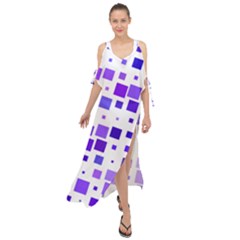 Square Purple Angular Sizes Maxi Chiffon Cover Up Dress