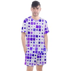 Square Purple Angular Sizes Men s Mesh Tee And Shorts Set