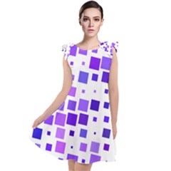 Square Purple Angular Sizes Tie Up Tunic Dress