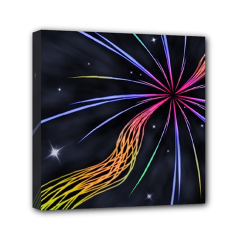 Stars Space Firework Burst Light Mini Canvas 6  X 6  (stretched) by HermanTelo