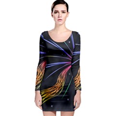 Stars Space Firework Burst Light Long Sleeve Bodycon Dress