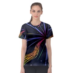 Stars Space Firework Burst Light Women s Sport Mesh Tee