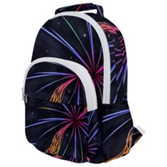 Stars Space Firework Burst Light Rounded Multi Pocket Backpack