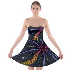 Stars Space Firework Burst Light Strapless Bra Top Dress by HermanTelo