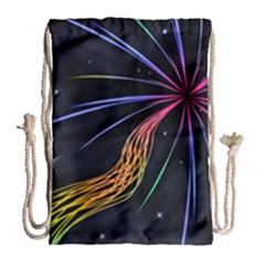 Stars Space Firework Burst Light Drawstring Bag (large)