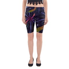 Stars Space Firework Burst Light Yoga Cropped Leggings by HermanTelo