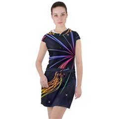 Stars Space Firework Burst Light Drawstring Hooded Dress