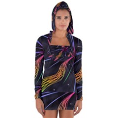 Stars Space Firework Burst Light Long Sleeve Hooded T-shirt