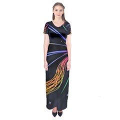 Stars Space Firework Burst Light Short Sleeve Maxi Dress by HermanTelo