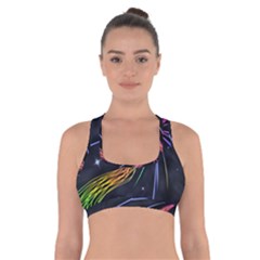 Stars Space Firework Burst Light Cross Back Sports Bra