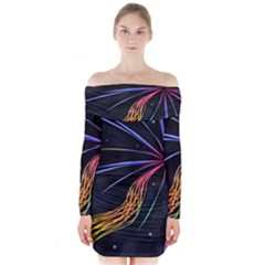 Stars Space Firework Burst Light Long Sleeve Off Shoulder Dress