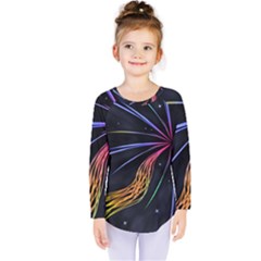 Stars Space Firework Burst Light Kids  Long Sleeve Tee