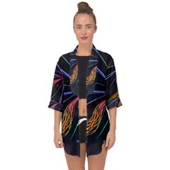 Stars Space Firework Burst Light Open Front Chiffon Kimono