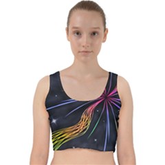 Stars Space Firework Burst Light Velvet Racer Back Crop Top by HermanTelo