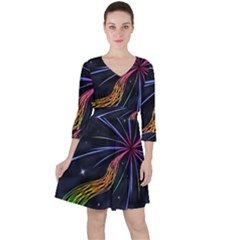 Stars Space Firework Burst Light Ruffle Dress