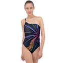 Stars Space Firework Burst Light Classic One Shoulder Swimsuit View1