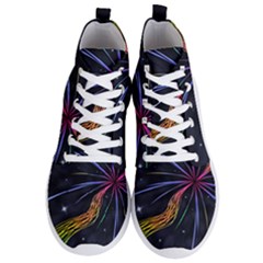 Stars Space Firework Burst Light Men s Lightweight High Top Sneakers by HermanTelo