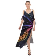 Stars Space Firework Burst Light Maxi Chiffon Cover Up Dress