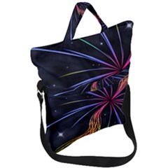 Stars Space Firework Burst Light Fold Over Handle Tote Bag