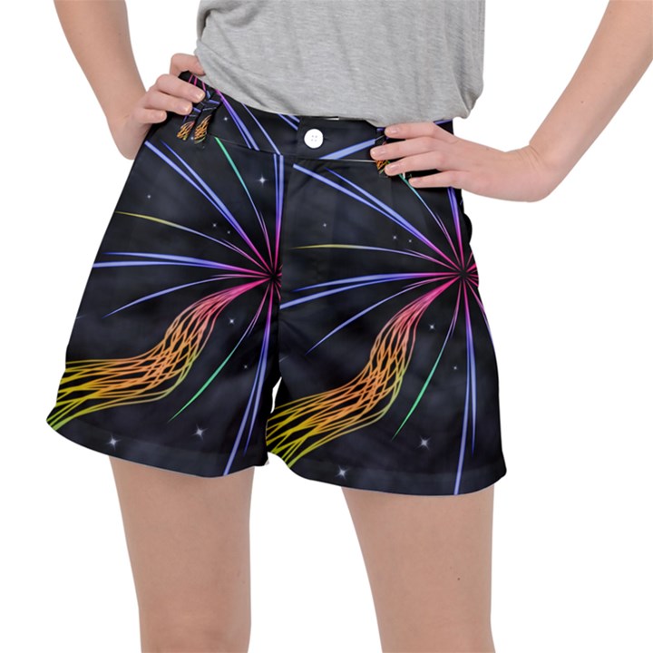 Stars Space Firework Burst Light Ripstop Shorts