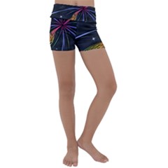 Stars Space Firework Burst Light Kids  Lightweight Velour Yoga Shorts