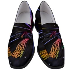 Stars Space Firework Burst Light Women s Chunky Heel Loafers