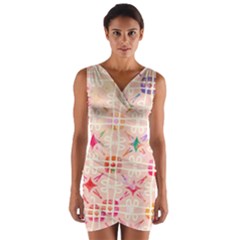 Watercolour Watercolor Paint Ink Wrap Front Bodycon Dress