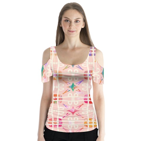 Watercolour Watercolor Paint Ink Butterfly Sleeve Cutout Tee  by HermanTelo