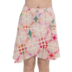 Watercolour Watercolor Paint Ink Chiffon Wrap Front Skirt