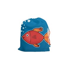 Sketch Nature Water Fish Cute Drawstring Pouch (small)