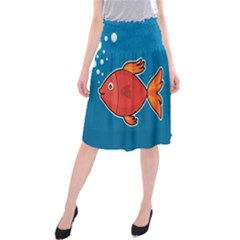 Sketch Nature Water Fish Cute Midi Beach Skirt by HermanTelo