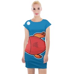 Sketch Nature Water Fish Cute Cap Sleeve Bodycon Dress