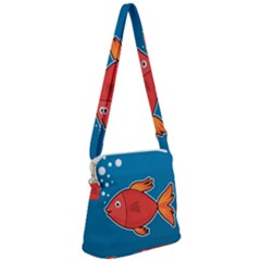 Sketch Nature Water Fish Cute Zipper Messenger Bag