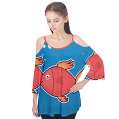 Sketch Nature Water Fish Cute Flutter Tees