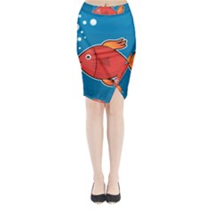 Sketch Nature Water Fish Cute Midi Wrap Pencil Skirt