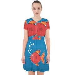 Sketch Nature Water Fish Cute Adorable In Chiffon Dress