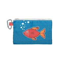 Sketch Nature Water Fish Cute Canvas Cosmetic Bag (small)