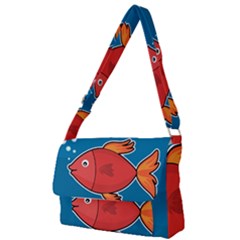 Sketch Nature Water Fish Cute Full Print Messenger Bag by HermanTelo