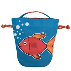 Sketch Nature Water Fish Cute Drawstring Bucket Bag by HermanTelo