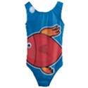 Sketch Nature Water Fish Cute Kids  Cut-Out Back One Piece Swimsuit View1