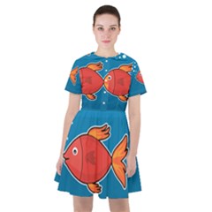 Sketch Nature Water Fish Cute Sailor Dress