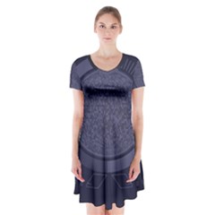 Technology Eye Short Sleeve V-neck Flare Dress