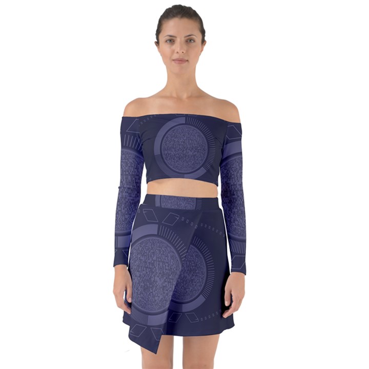 Technology Eye Off Shoulder Top with Skirt Set