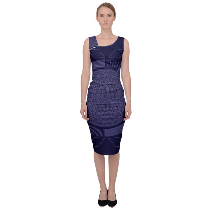 Technology Eye Sleeveless Pencil Dress